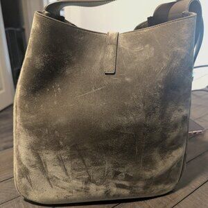 YSL Large Le 5A 7 Suede Satin Calf New Barley